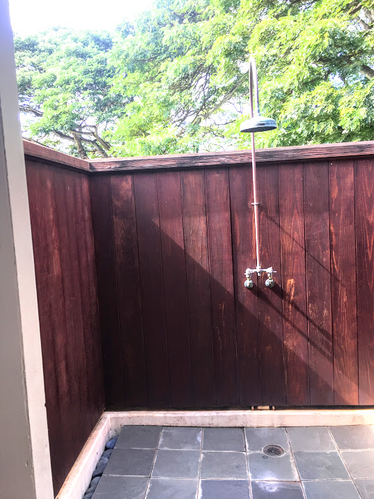 The outdoor showers are available off of both the Bride and Groom suites.
